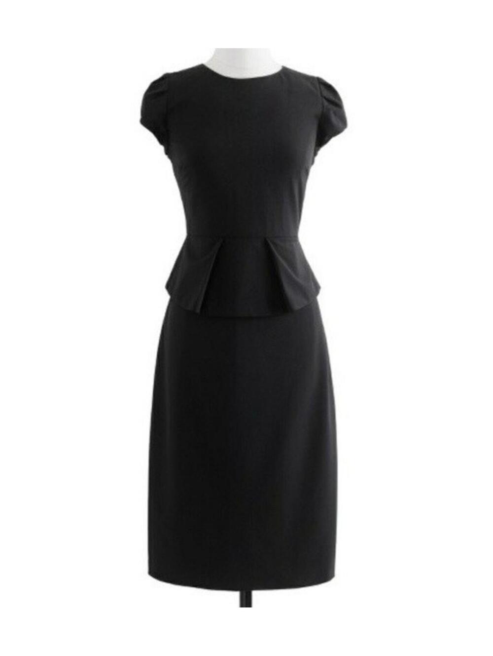 NWT J.Crew Factory Black Peplum Dress Size 10 Wool Stretch Work Office Career